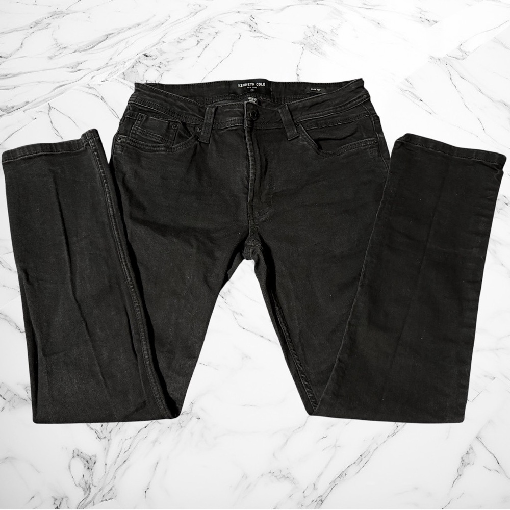 Kenneth Cole New York Slim Fit Black Jeans 30x30